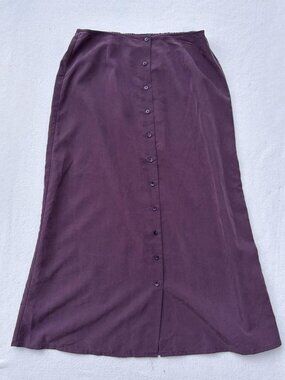 Vintage Coldwater Creek Faux Suede Purple Button Maxi Skirt Sz L Whimsigoth Cute